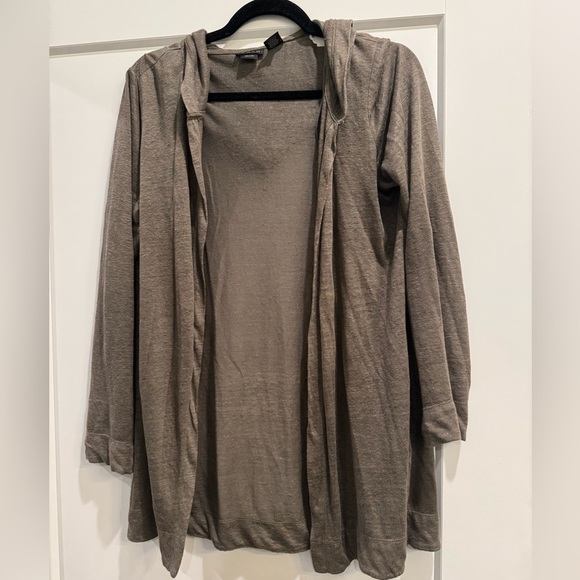 Tahari Sweaters - Tahari Cardigan Size S Olive Green 100% Linen  Open Front Hooded